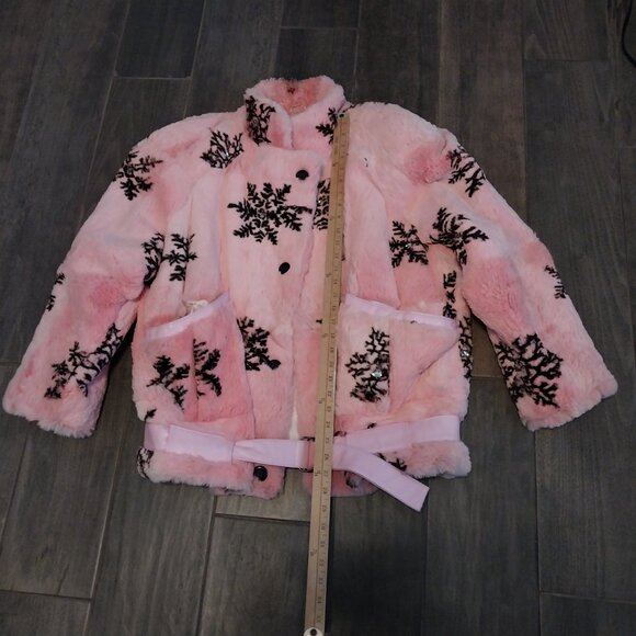 Vintage pink Snowflake Rabbit fur coat dyed - Picture 14 of 16